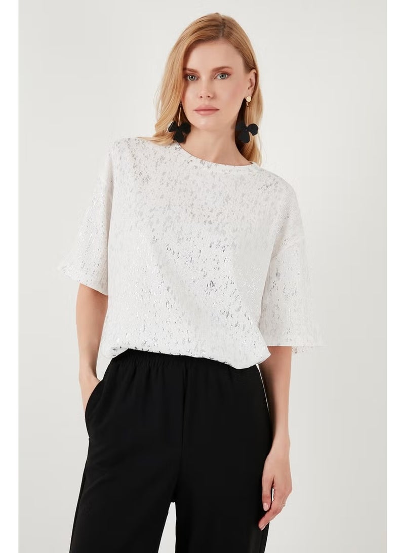 Lela Shiny Oversize Fit Crew Neck Blouse Women's Blouse 5865816 - Image 2